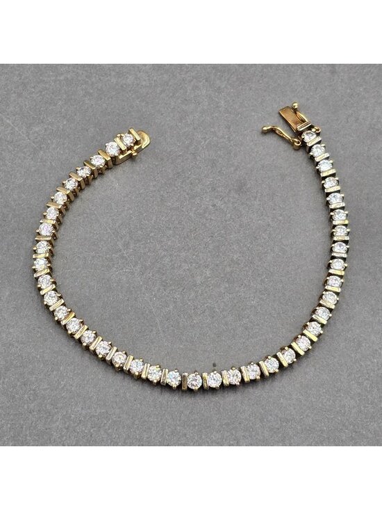 Unbranded Jewelry - Vermeil Sterling Silver CZ Tennis Bracelet 7" Cubic Zirconia 925